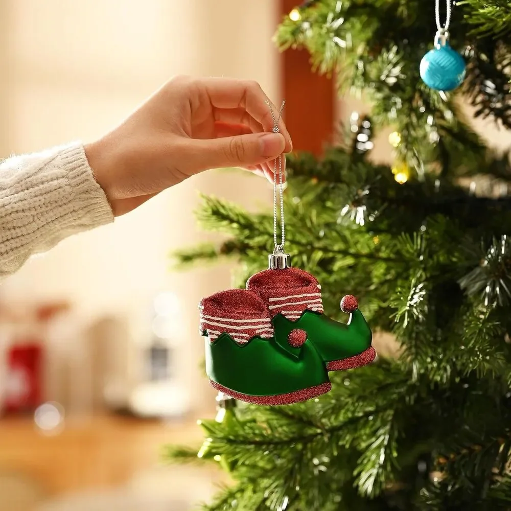DecorbyHannah 120ct Christmas Tree Elf Red Green White Shatterproof Ornament Set